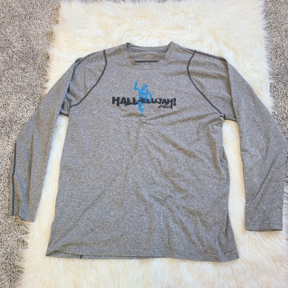 Asics Gray Long Sleeve Running Dri-Fit Shirt
